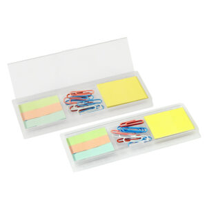 Porta post-it con clips 5 Porta post-it con clips personalizable, color blanco