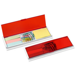 Porta post-it con clips 7 Porta post-it con clips personalizable, color rojo