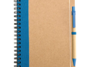 Libreta ecol&oacute;gica 1/2 oficio con l&aacute;piz personalizable, color azul