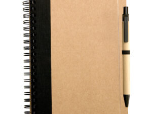 Libreta ecol&oacute;gica 1/2 oficio con l&aacute;piz personalizable, color negro