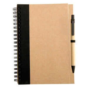 Libreta ecol&oacute;gica 1/2 oficio con l&aacute;piz personalizable, color negro