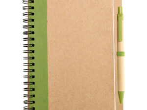 Libreta ecol&oacute;gica 1/2 oficio con l&aacute;piz personalizable, color verde