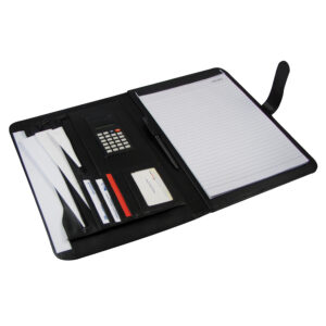 Carpeta ejecutiva eco cuero personalizable, abierta