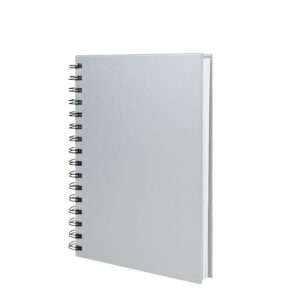 Cuaderno matemáticas tapa dura plateada. personalizable