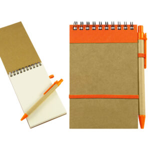 Libreta ecol&oacute;gica personalizable, color naranjo