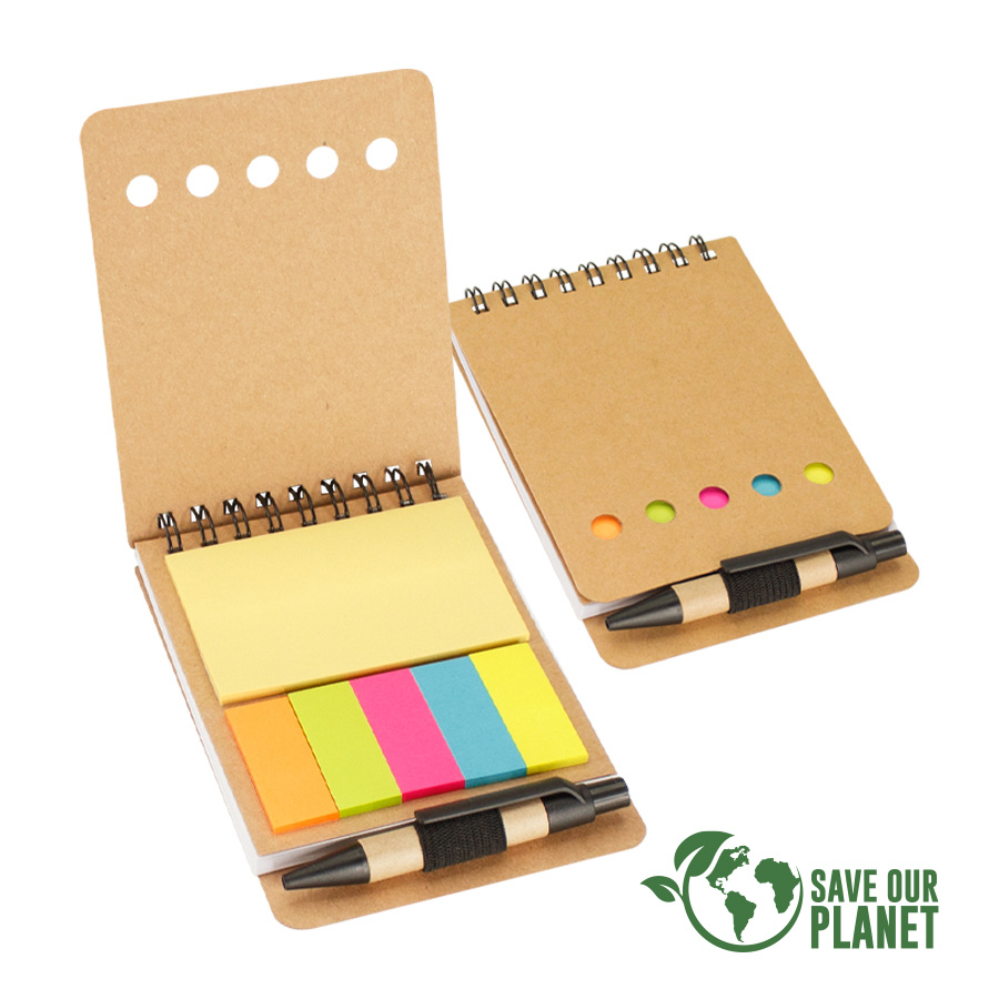 Memo set ecológico con bolígrafo 1 Memo set ecológico con bolígrafo personalizable