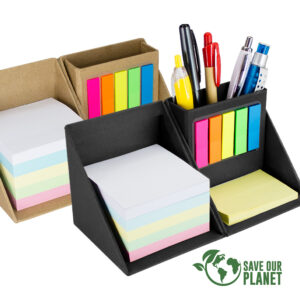 Memo set cubo ecológico con porta-lápices personalizable
