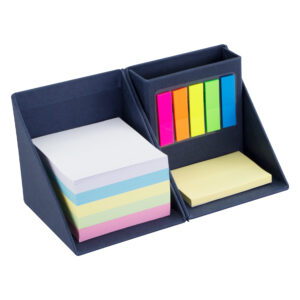 Memo set cubo ecológico con porta-lápices 13 Memo set cubo ecológico con porta-lápices personalizable, color azul