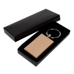 Llavero rectangular de madera personalizable, vista 3
