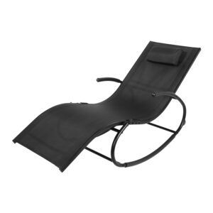Reposera mecedora negra con apoya-brazos personalizable