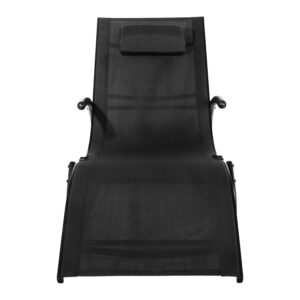 Reposera mecedora negra 6 Reposera mecedora negra con apoya-brazos personalizable, vista 2