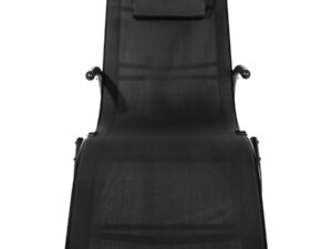 Reposera mecedora negra con apoya-brazos