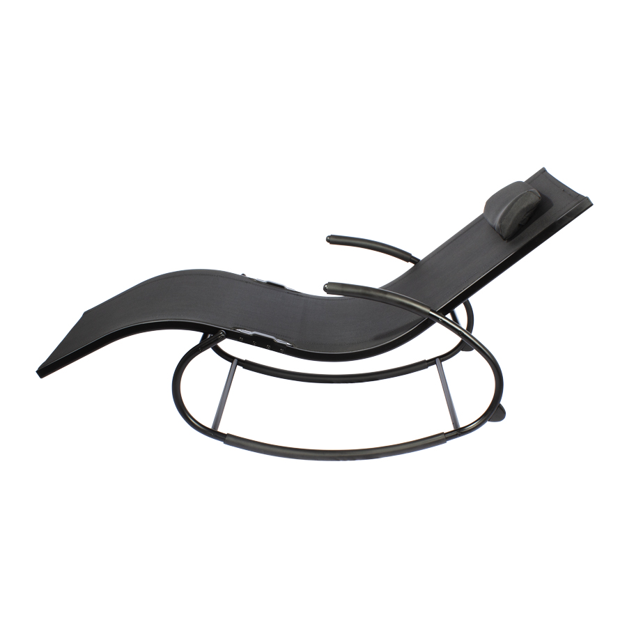 Reposera Mecedora Negra Con Apoya-Brazos 3 Reposera Mecedora Negra Con Apoya-Brazos - Imagen 3