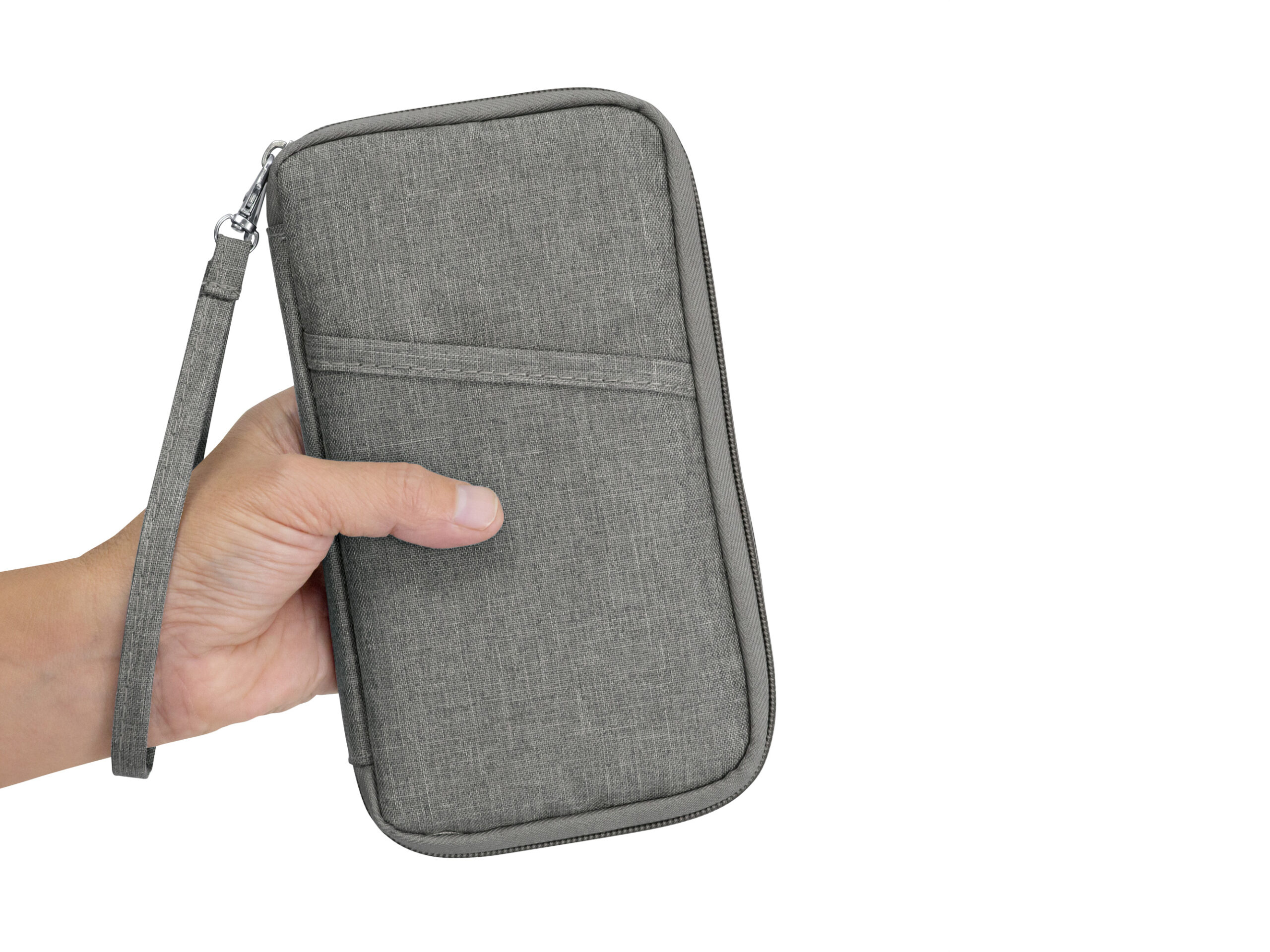 Billetera Wally 10 Billetera Wally personalizable, en uso, gris